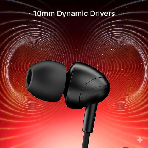 High-Bass Wired Earphones with Noise Cancellation & Mic