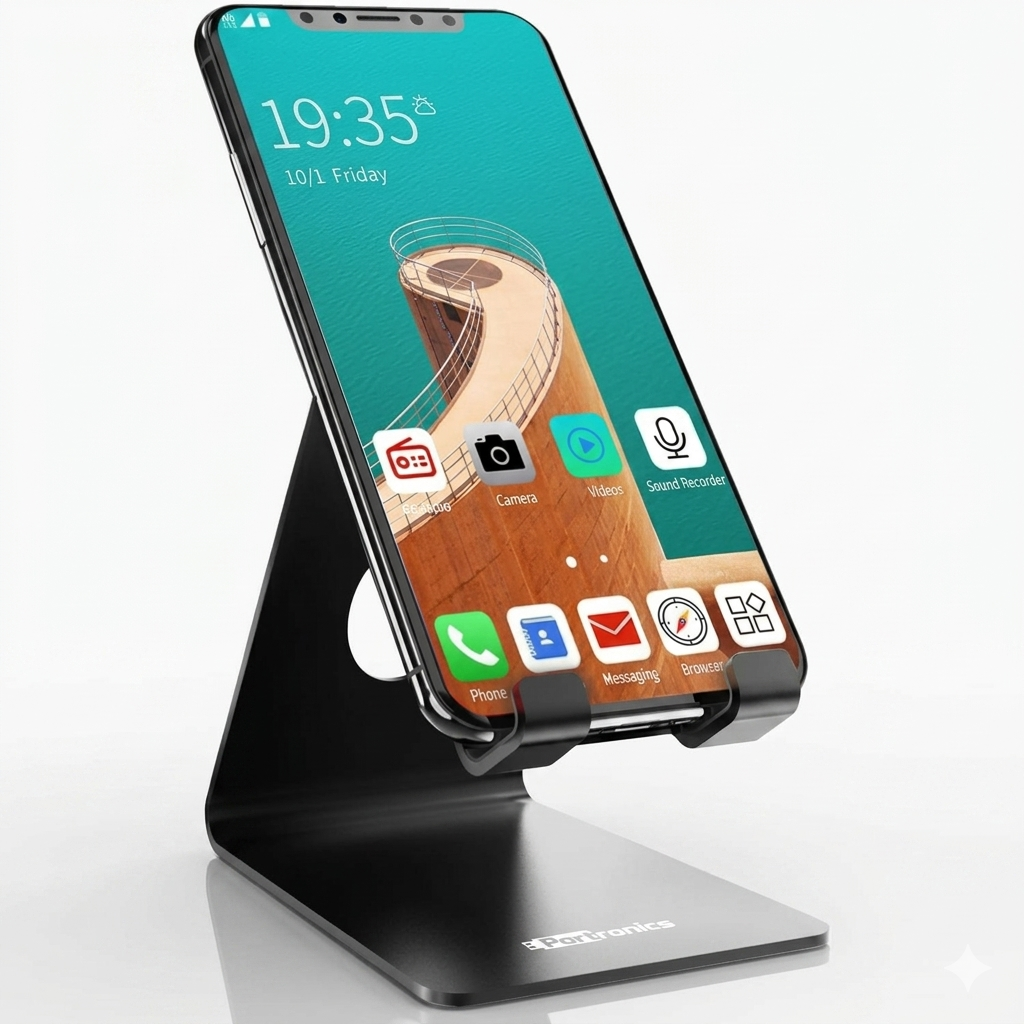 Premium Aluminum Metal Mobile Stand for Desk - Anti-Skid & Foldable