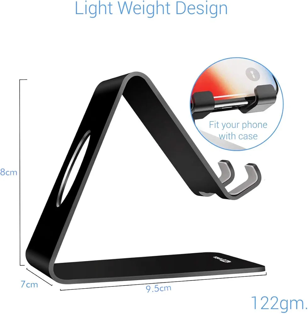 Premium Aluminum Metal Mobile Stand for Desk - Anti-Skid & Foldable
