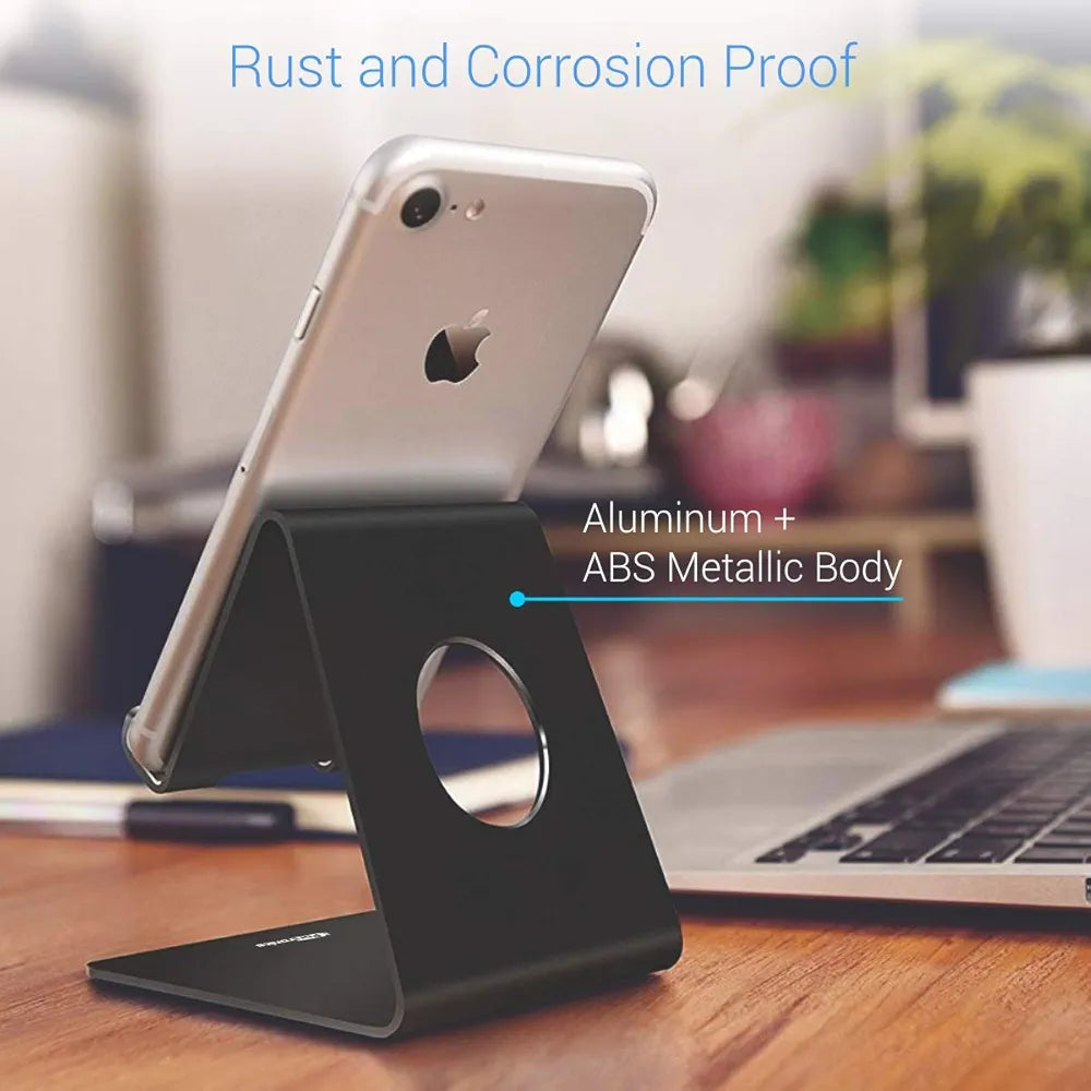 Premium Aluminum Metal Mobile Stand for Desk - Anti-Skid & Foldable