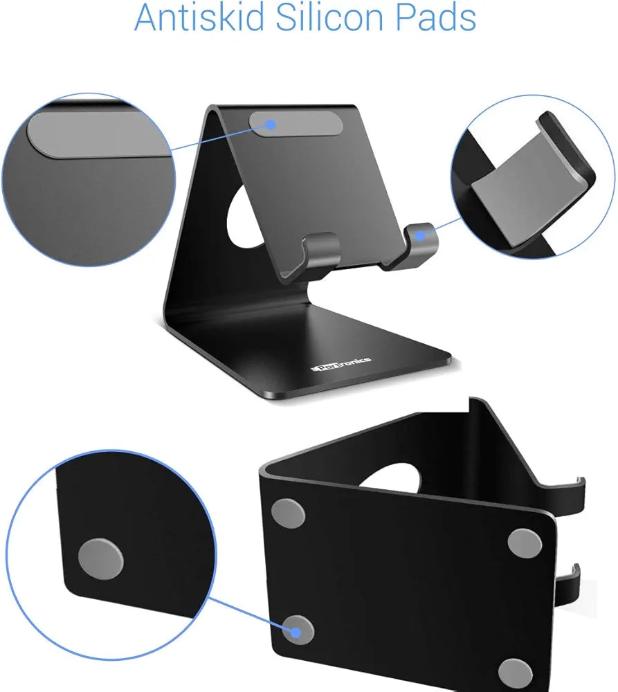 Premium Aluminum Metal Mobile Stand for Desk - Anti-Skid & Foldable