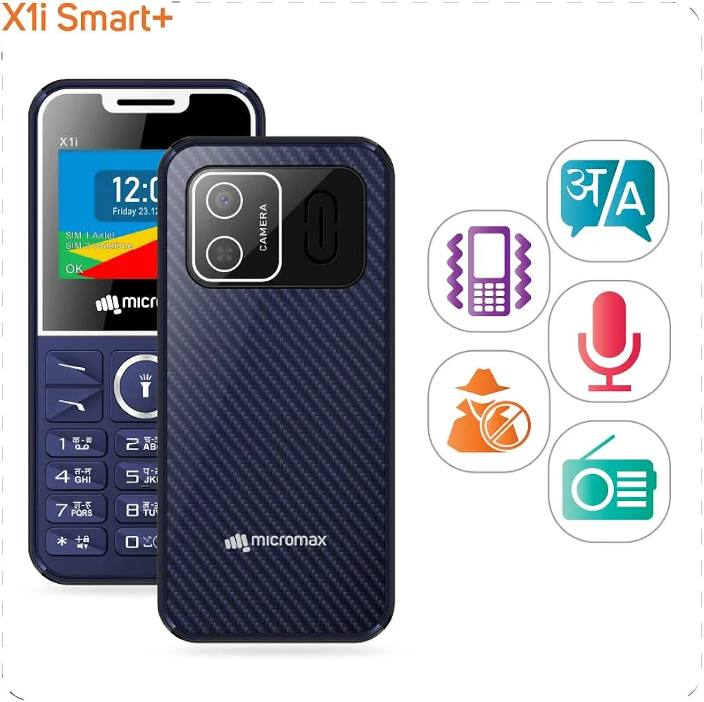 Micromax X1i Smart Feature Phone (6.1 cm / 2.4" Display, 1200mAh Battery, Type-C Charging, Dual SIM)