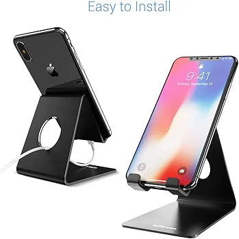 Premium Aluminum Metal Mobile Stand for Desk - Anti-Skid & Foldable
