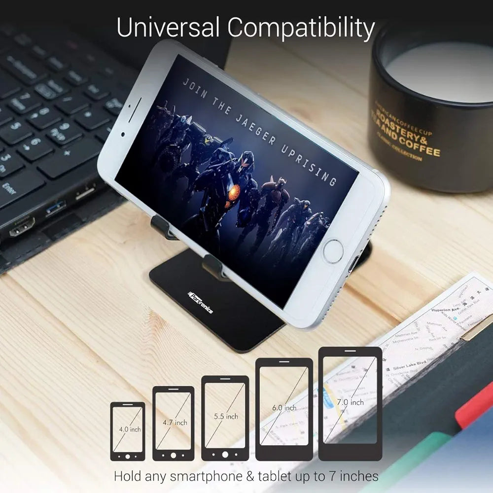 Premium Aluminum Metal Mobile Stand for Desk - Anti-Skid & Foldable