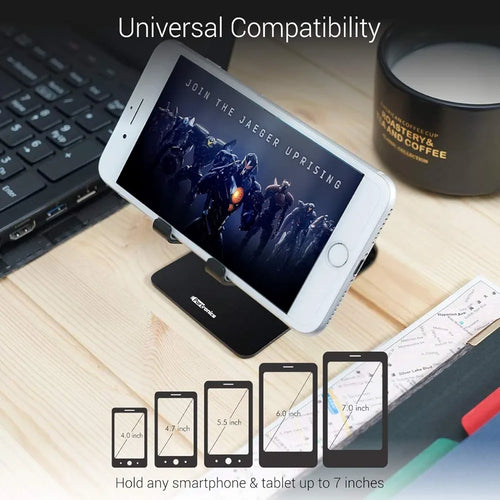Premium Aluminum Metal Mobile Stand for Desk - Anti-Skid & Foldable