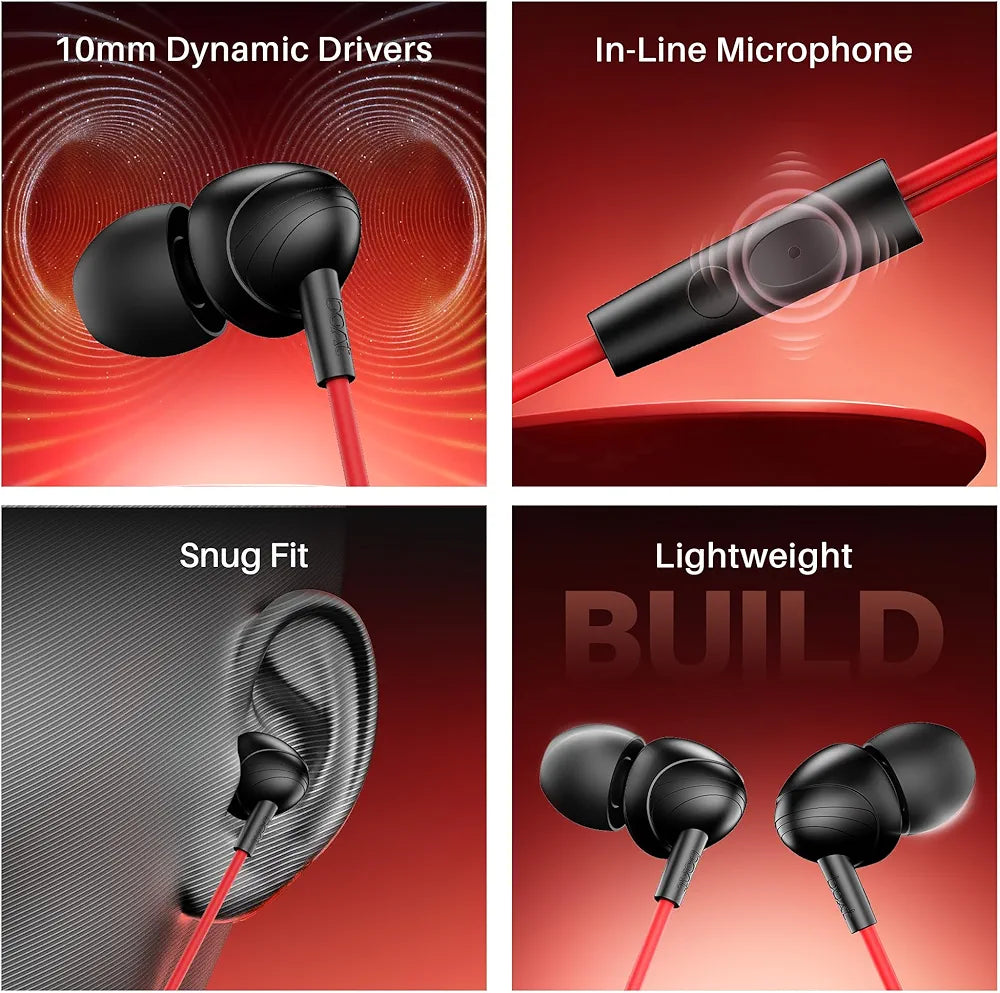 High-Bass Wired Earphones with Noise Cancellation & Mic